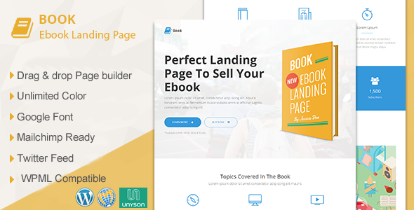 Gallery image of Book - Responsive Ebook Landing Page WordPress Theme