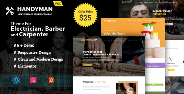 Gallery image of Handyman - WordPress Theme for Electrician, Barber, Carpenter Services