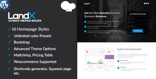 Gallery image of LandX Multipurpose WordPress Theme, Software Application Landing Pages Builder for Marketing Agency