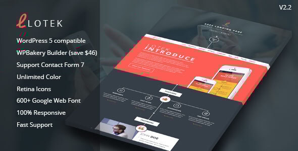 Gallery image of Lotek — Modern App Landing Page WordPress Theme