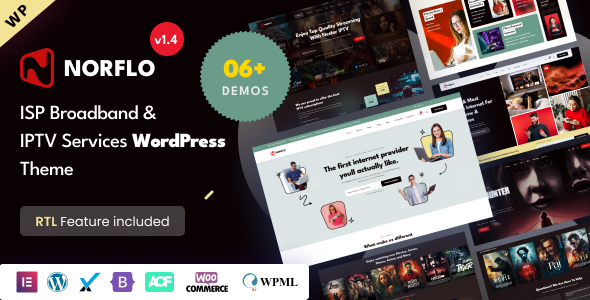 Gallery image of Norflo - ISP & IPTV Services Elementor WordPress Theme
