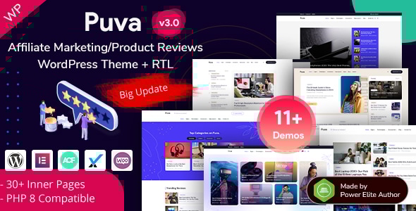 Gallery image of Puva - Online Blogging & Affiliate Product Reviews Elementor WordPress Theme