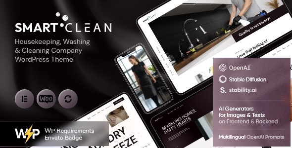 Gallery image of SmartClean | Housekeeping, Washing & Cleaning Company WordPress Theme