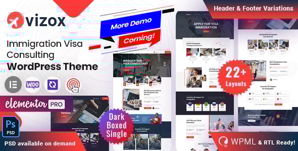 Gallery image of Vizox - Immigration Visa WordPress Theme