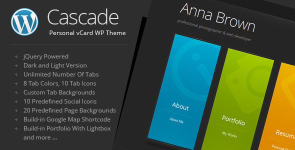 Gallery image of Cascade - Personal vCard WordPress Theme