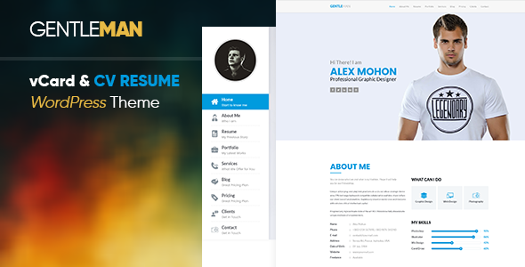 Gallery image of GentleMan- vCard & CV Resume WordPress Theme